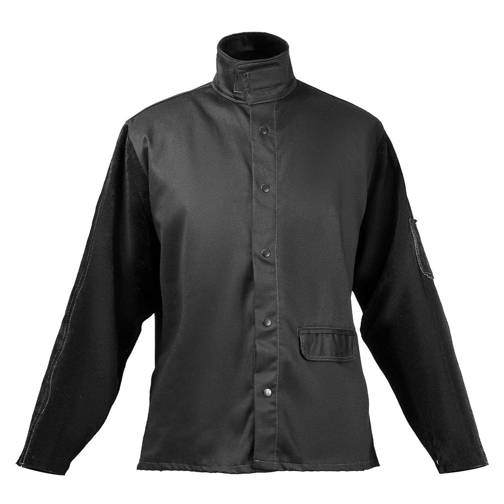Flame-Resistant Welding Jacket - L Size, Heavy Duty Split Cowhide Leather Sleeve