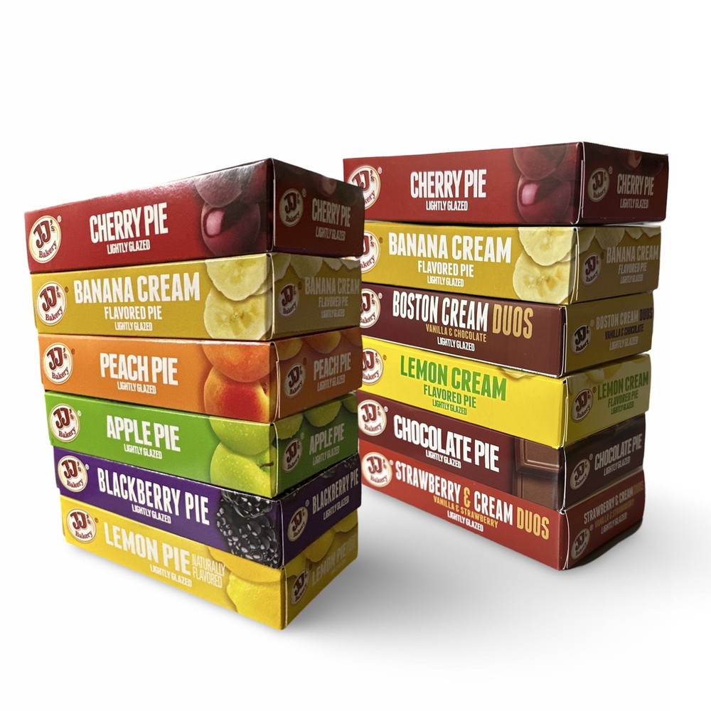 JJ's Bakery Glazed Pie Ultimate Cream & Fruit Variety Pack 4 Oz Individually Box