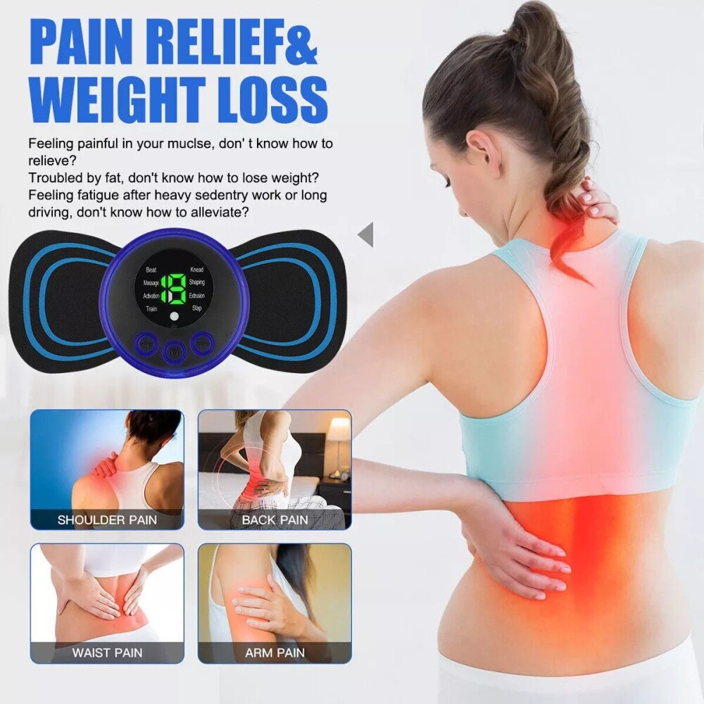 5PCS Portable Mini Electric Neck Back Massager Patch Stimulator Cervical Massage