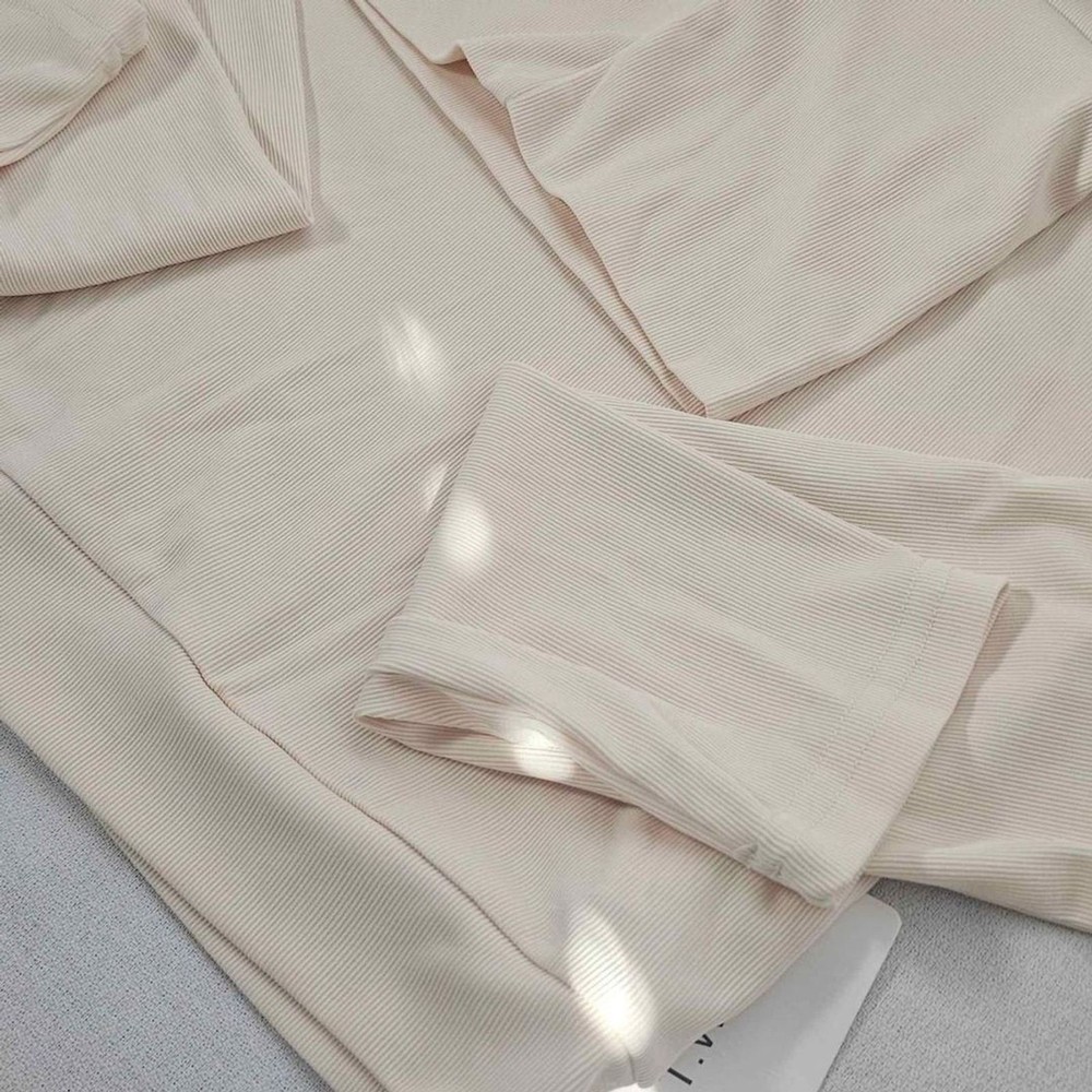 New Women's Small Cream Solid Casual Two-Piece Set