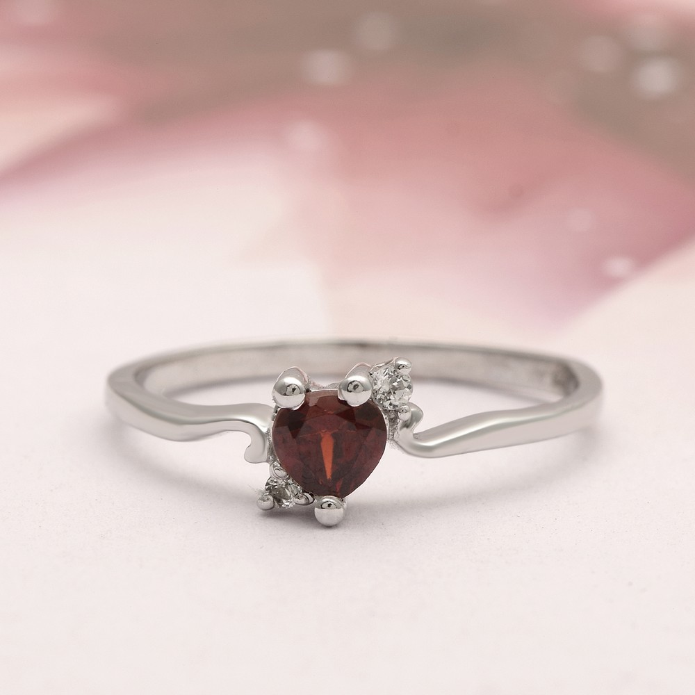 Bypass Ring 925 Sterling Silver Pear Shape Garnet Gemstone Side Stone Ring