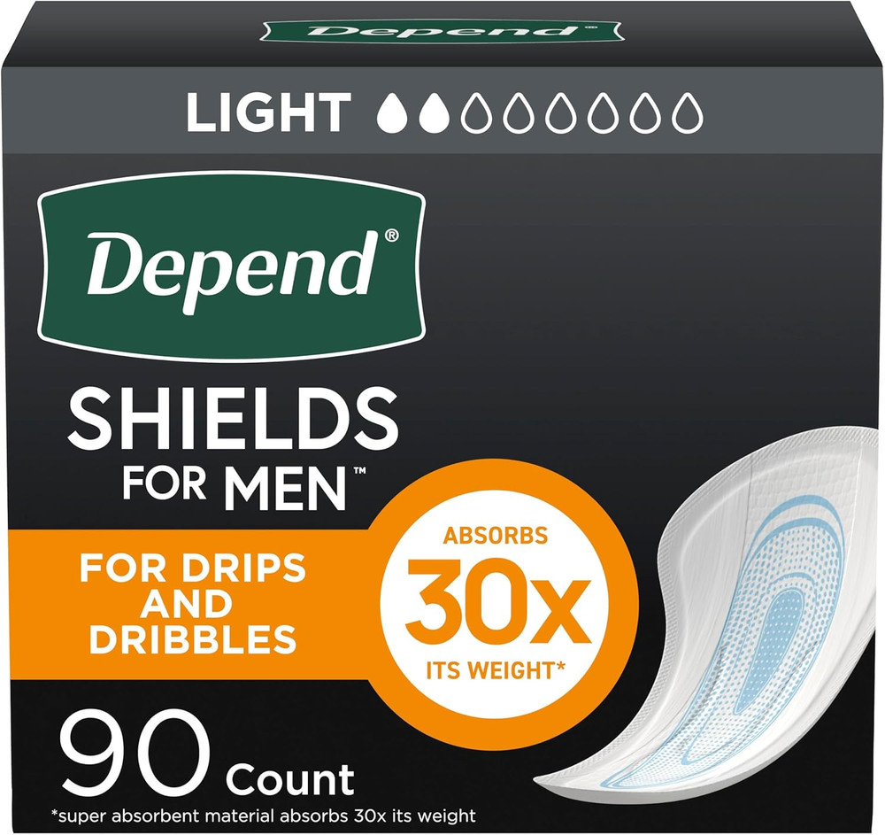 Depend Shields Light Absorbency Incontinence Pads for Men