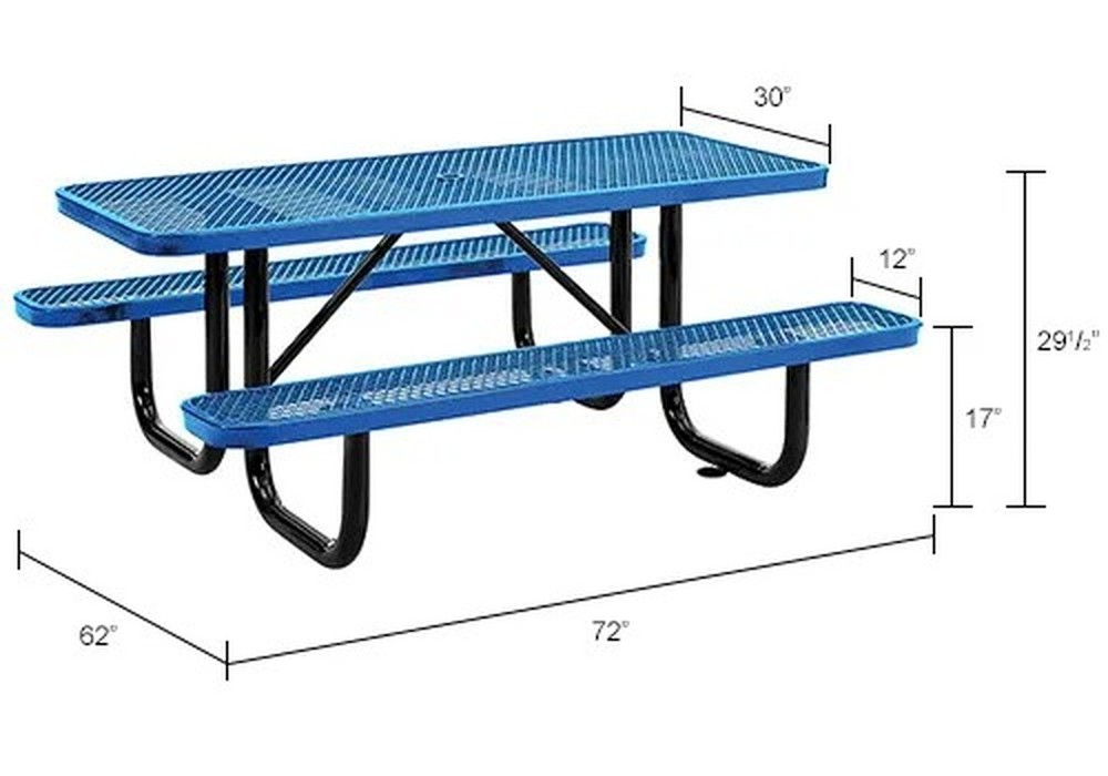 Global Industrial? 6' Rectangular Picnic Table, Expanded Metal, Blue