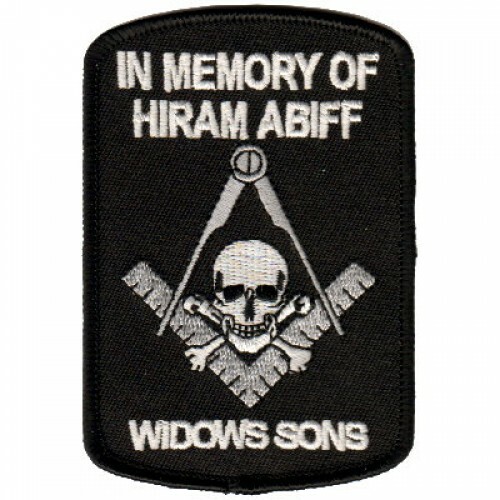 WIDOWS SONS IN MEMORY SKULL SQUARE MASON MASONIC EMBROIDERED  PATCH