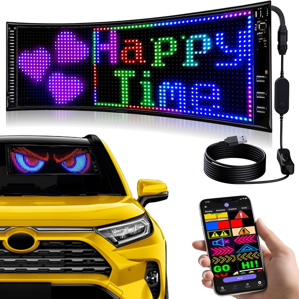 Flexible LED Matrix Panel RGB Car Display APP Control Custom Text Animated Sign