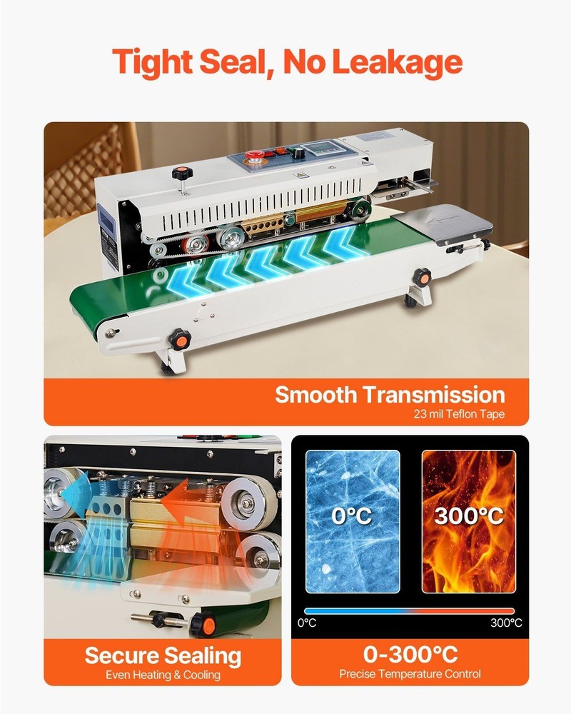Bag Sealer Machine: 600W, 6-12mm Width, Variable Speed, N₂ Inflation