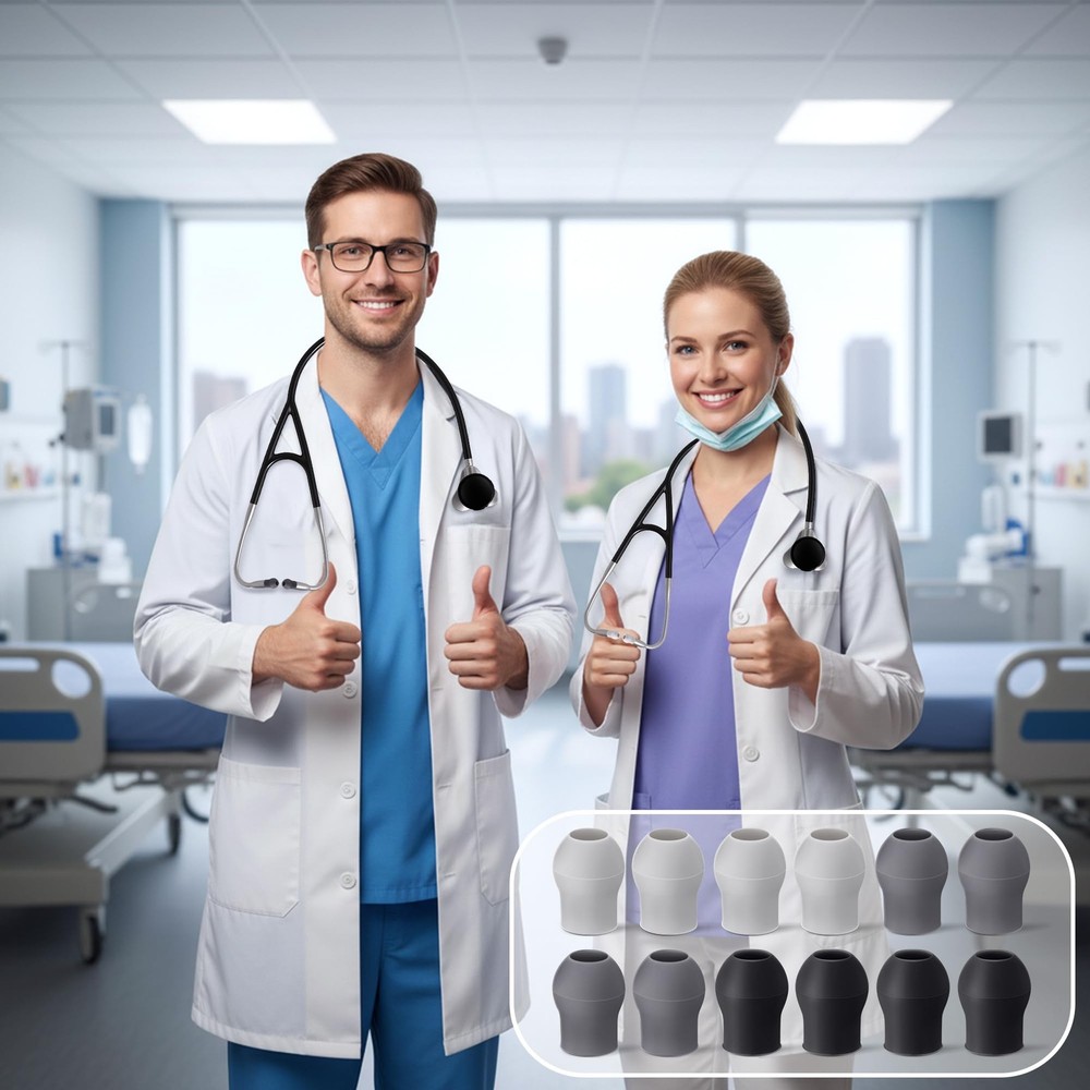Avenuebool 12 Pcs Digital Stethoscope Silicon Black, Dark Grey, Light Grey