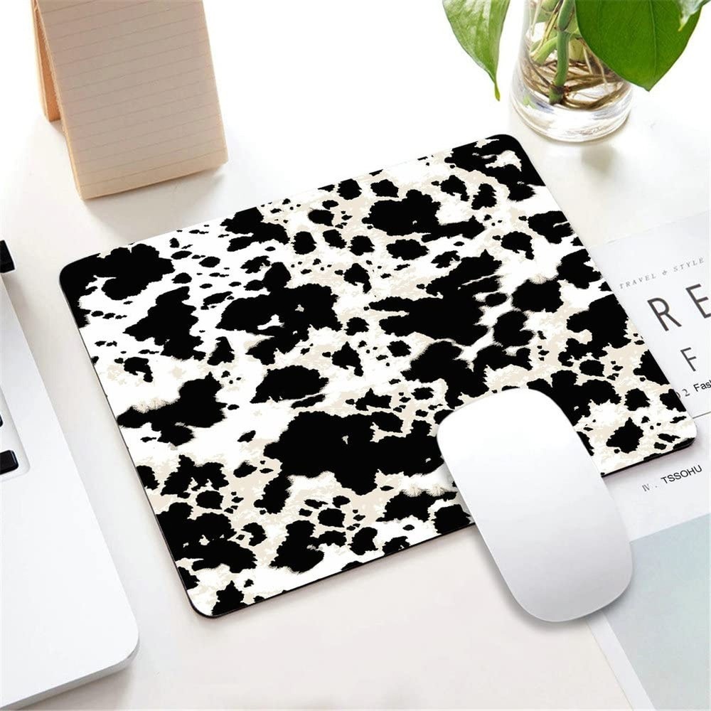 Cow Skin Pattern Texture Black and White Mouse Pad, Gaming Mouse Mat with Cus...