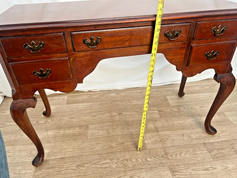 Vintage Desk Vanity, Chippendale Style, Three Dovetail Drawers, Solid Cherry