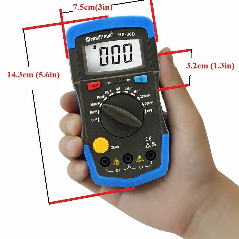 Digital Multimeter Capacitor Tester Measure Tool Capacitance 200pF-20mF Meter