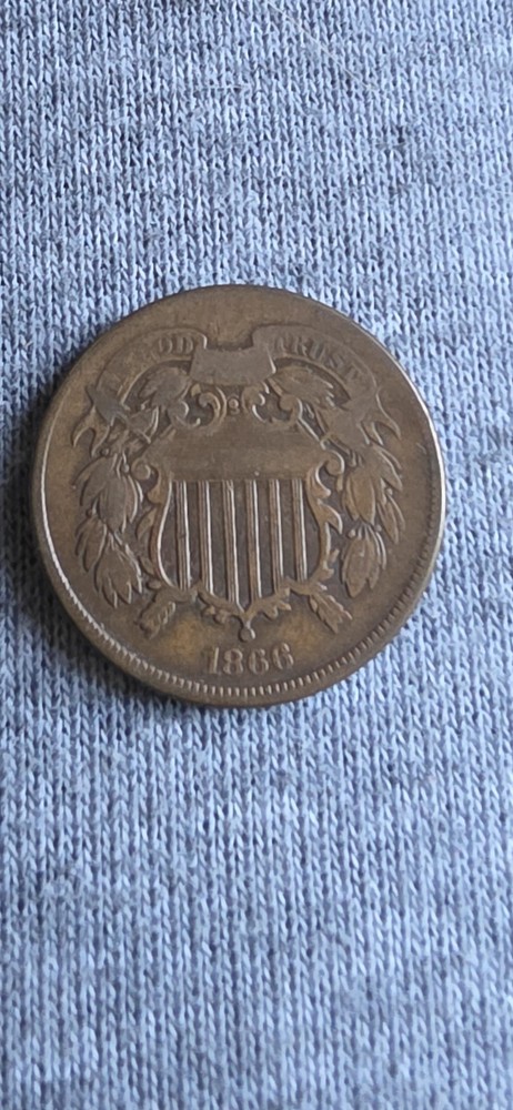 1865 Two Cent Piece Circulated Condition nice coin