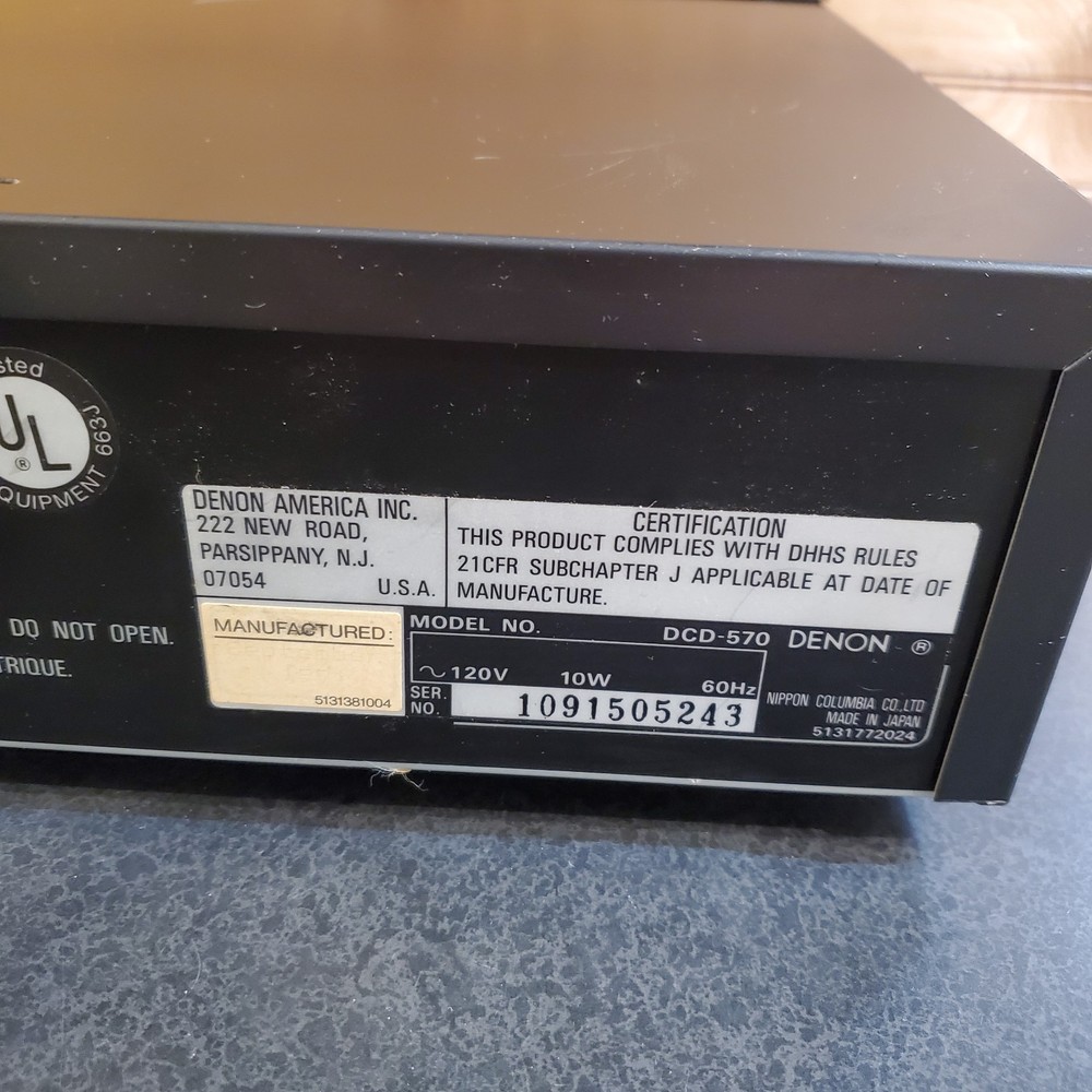 Vintage Denon DCD-570 Compact Disc Player No Remote Fully Functional