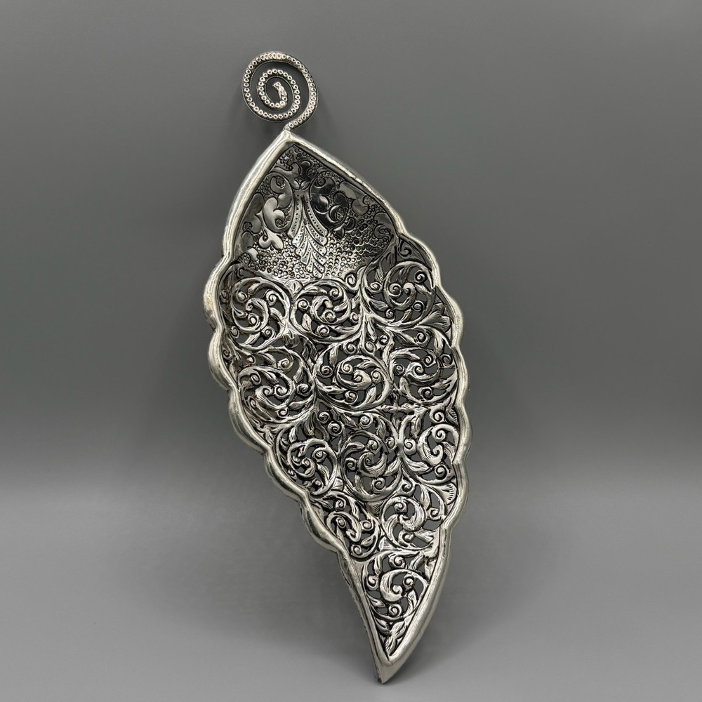 Indonesian Oversized Silver Leaf Platter