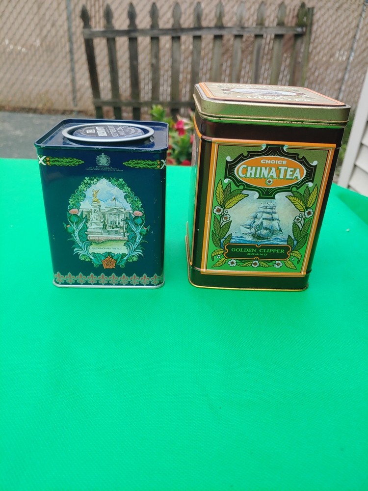 2 X Vintage Tea Tins England Empty Nice