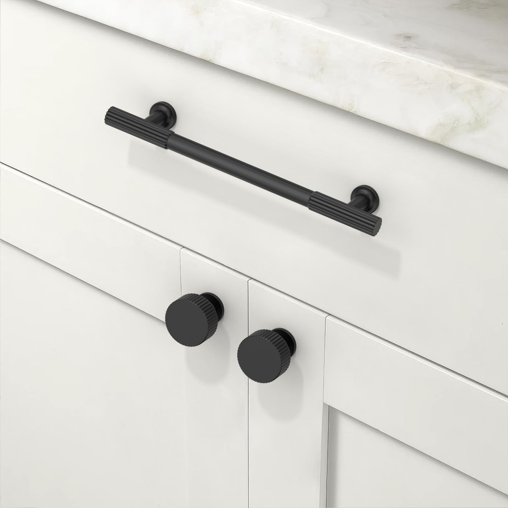 10 Pack Matte Black Kitchen Cabinet Knobs Cabinet Pulls Drawer Knobs Cabinet ...