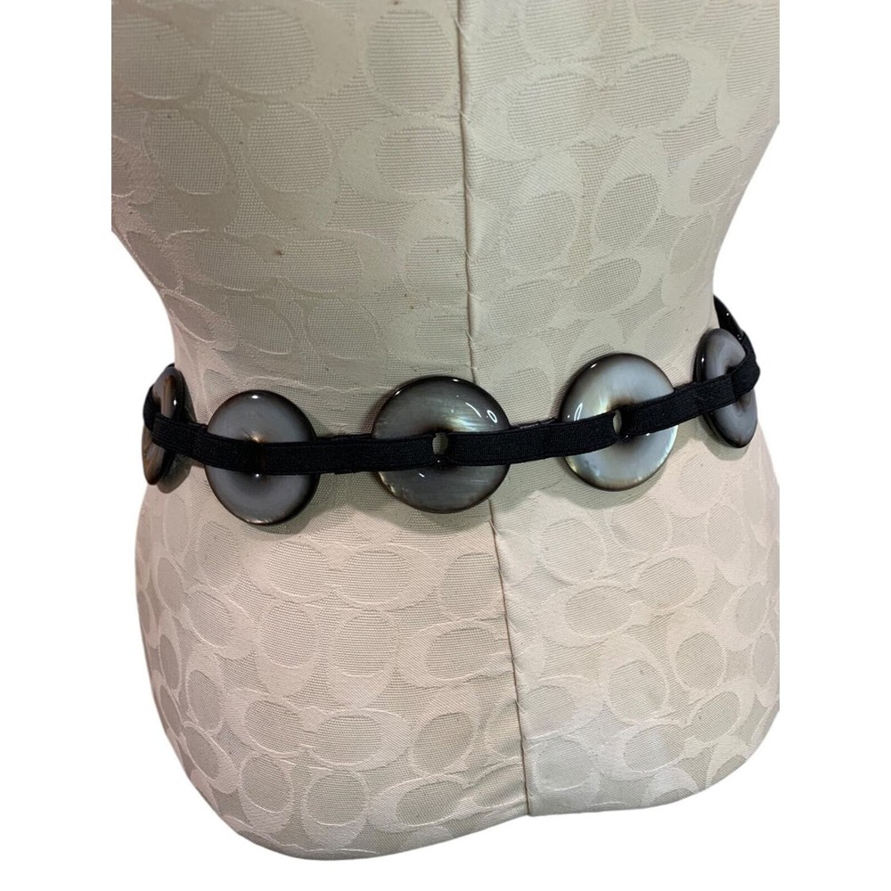 One Size Womens Reversible Statement Belt Stretch Elastic Toggle Clasp