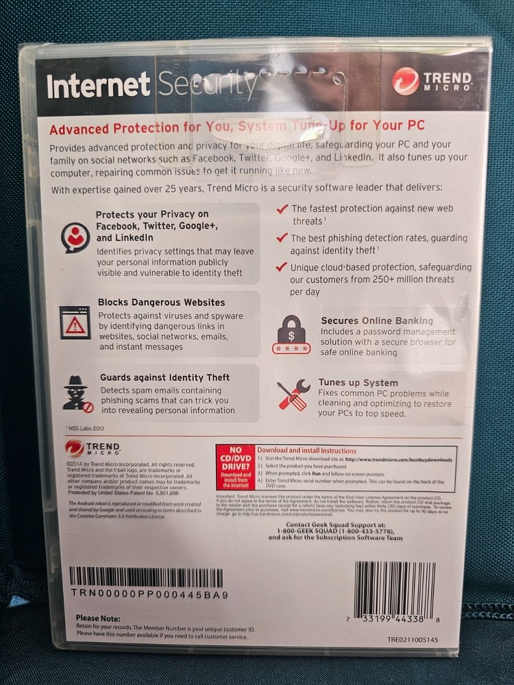 Trend Micro Internet Security (Windows 8/Mac/And/iOS, 3 Devices Protected) NEW