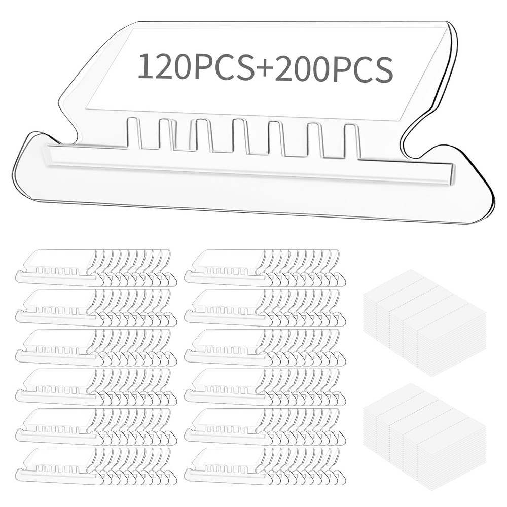 Hanging File Folder Tabs, 120 Pcs Tabs and 200 Inserts, Clea