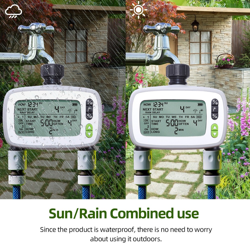 2 Out-lets Irrigation Computer Automatic Water Timer for Garden Plants