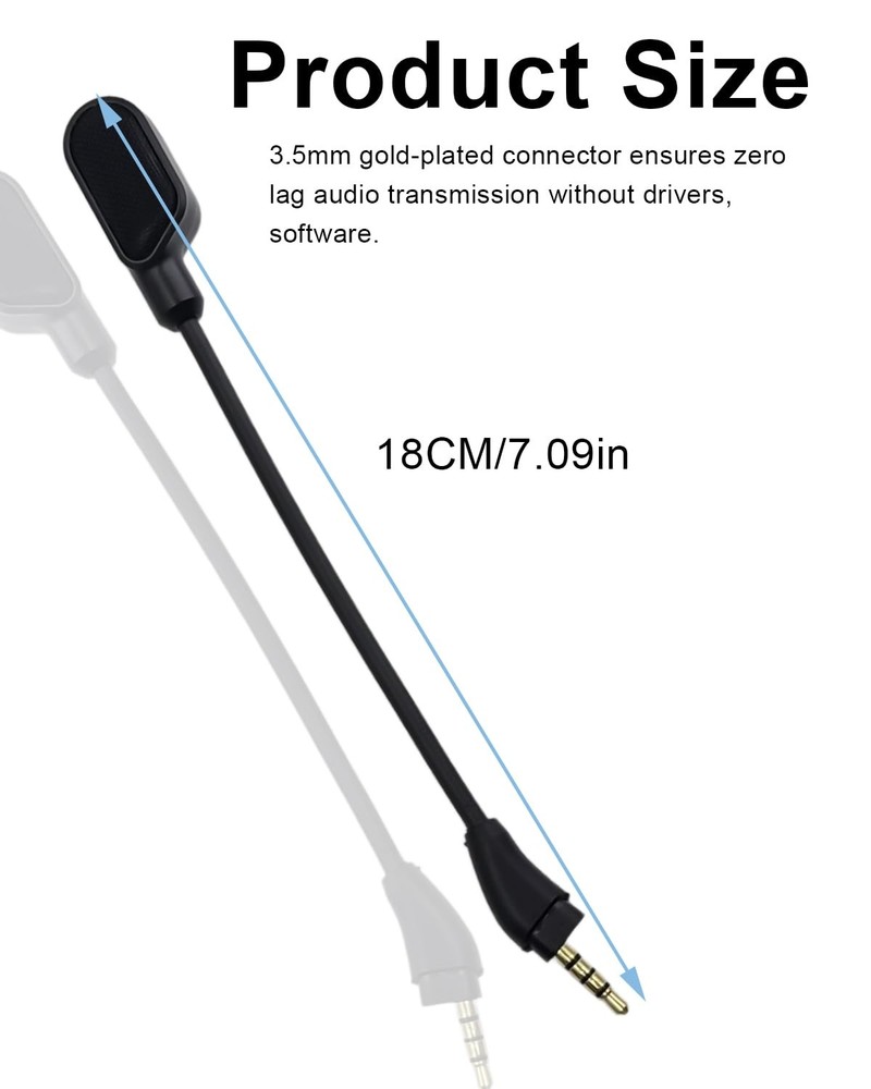 Microphone Replacement 3.5mm Detachable Boom for HyperX Cloud III Wired/Wireless