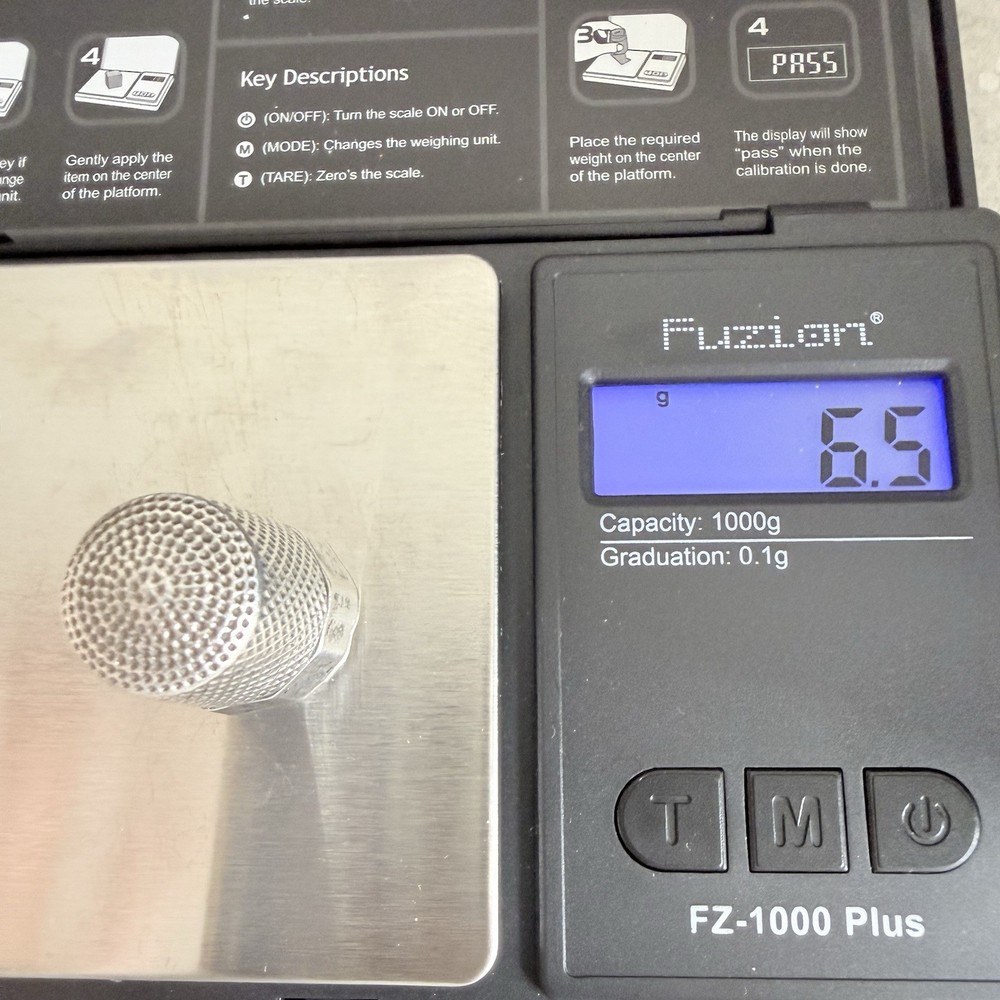 Antique Sterling Silver Mesh Pattern Thimble Sewing Accessory Collectible