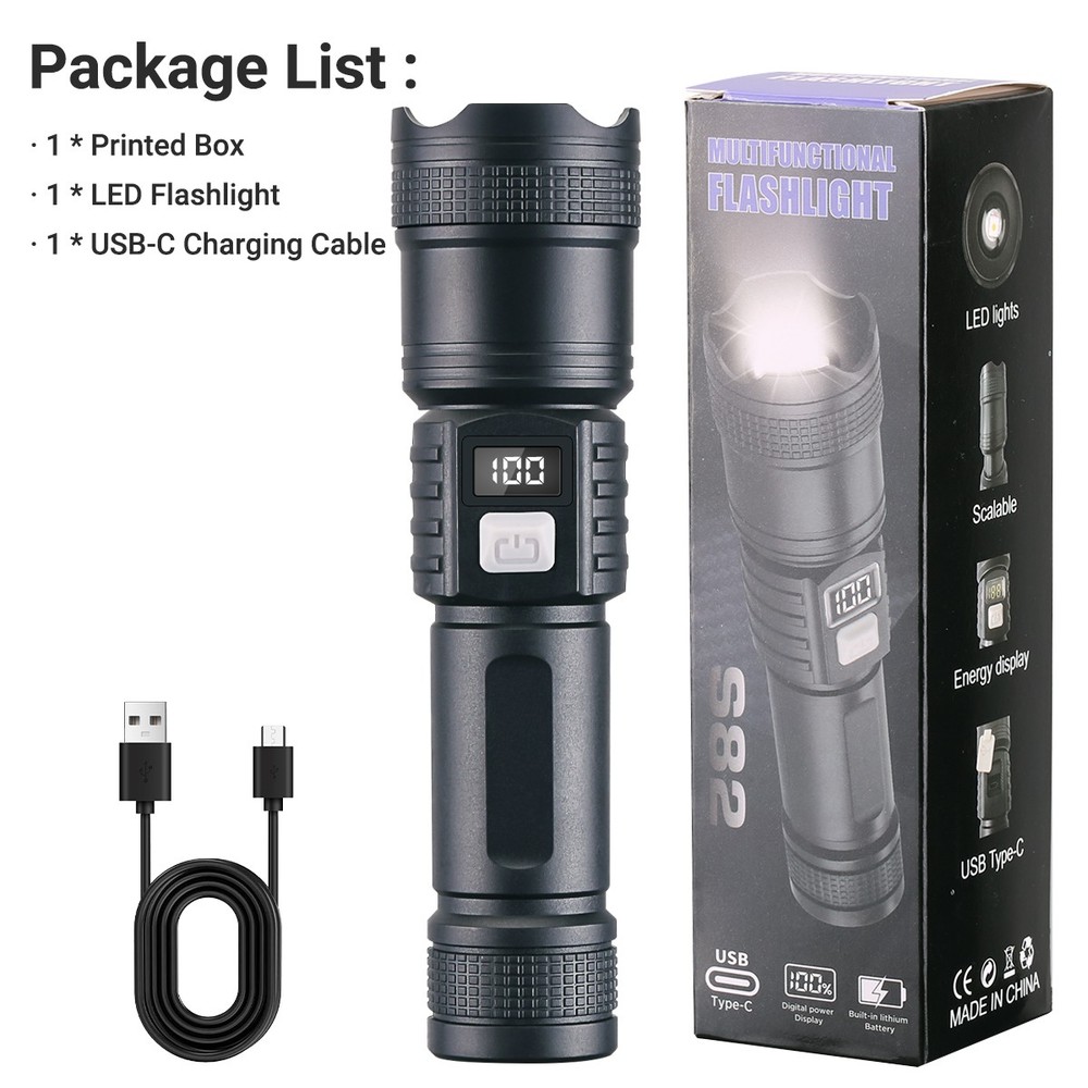2 Pack Super Bright 9900000LM LED Tactical Flashlight Rechargeable Work Lights