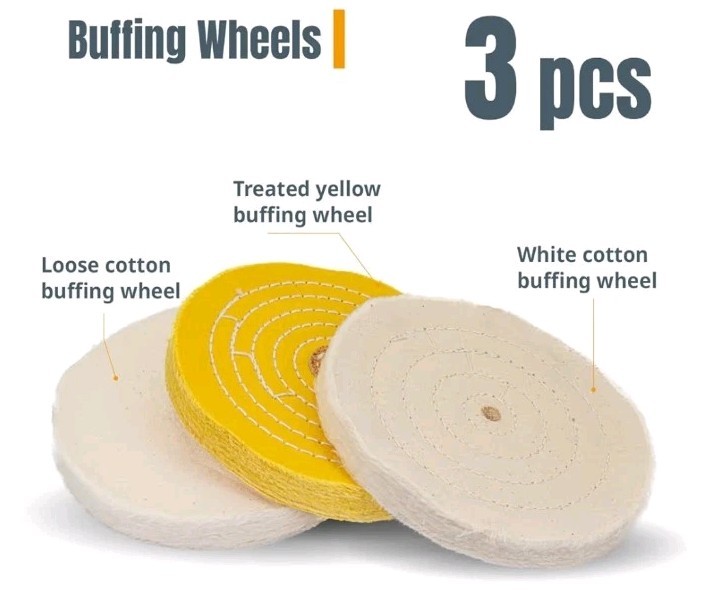 POWERTEC 6" Bench Grinder Buffing Wheel Kit w/ 3pcs Polishing Compound Set