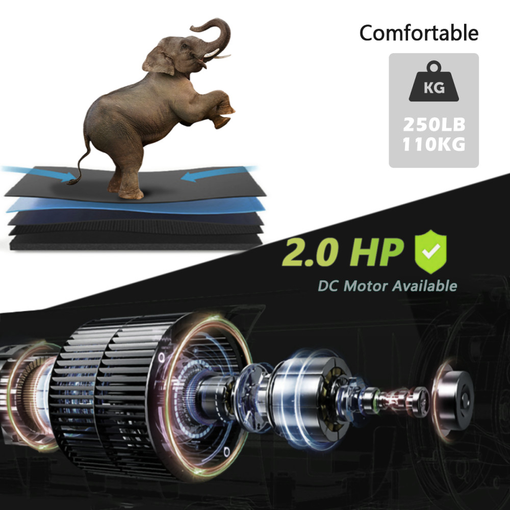Foldable Incline Treadmill Folding Running Home Workout 5" LCD Screen Bluetooth
