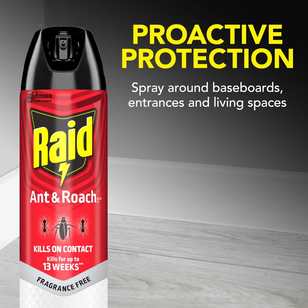 Raid Ant Roach Killer 26, Fragrance Free Bug Killer for Home Use, Kills Bugs...