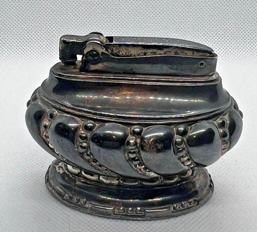 Vintage RONSON 'Crown' Victorian Silver Plate Art Deco Table Lighter READ