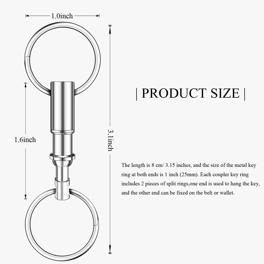 5 Pack Quick Release Keychain Detachable Pull Apart Keychain Dual Pull Apart Key