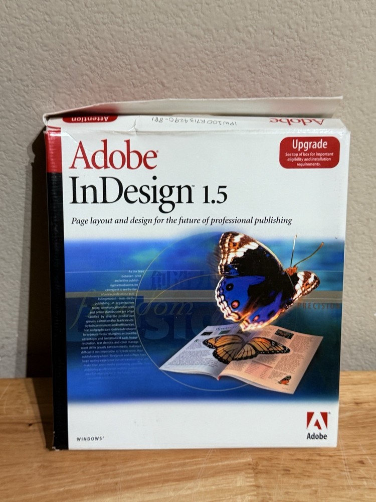 WINDOWS Adobe InDesign 1 & 1.5 Versions Box, Manuals, Discs & Serial Numbers