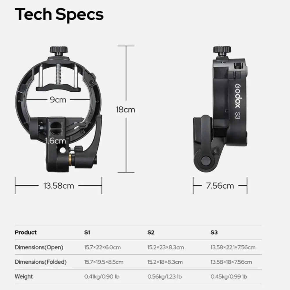 S3 Flash Holder Bracket Bowens Mount Flash Bracket for Flash V100, V860llI, TT3