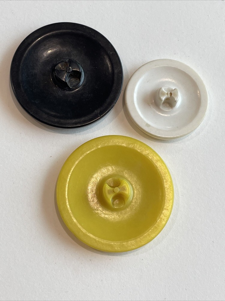 3 Vintage Colt Buttons Yellow Black White