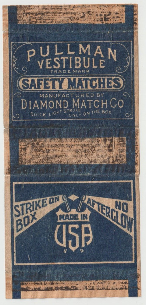 Antique Matchbox Full Wrap around Label PULLMAN Vestibule No Afterglow / diamond
