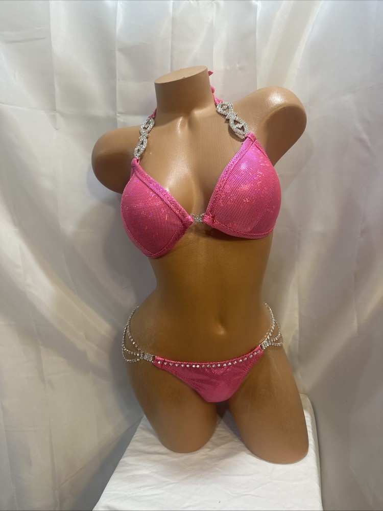 competition bikini suit Pink Hologram 34D CUP SIZE SMALL
