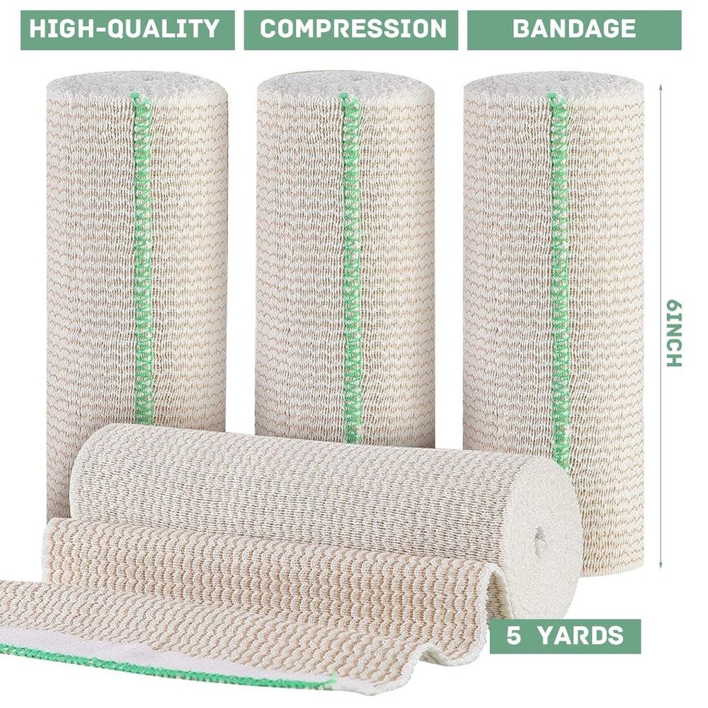 4 Pack 6 Inch Elastic Bandage Wrap Compression Wrap with Self Closure