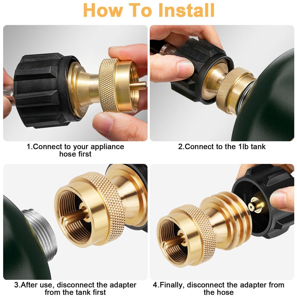 Safe Solid Brass Propane Refill Tank Adapter Fill 1 Lb Bottle From 20 Lb Tank