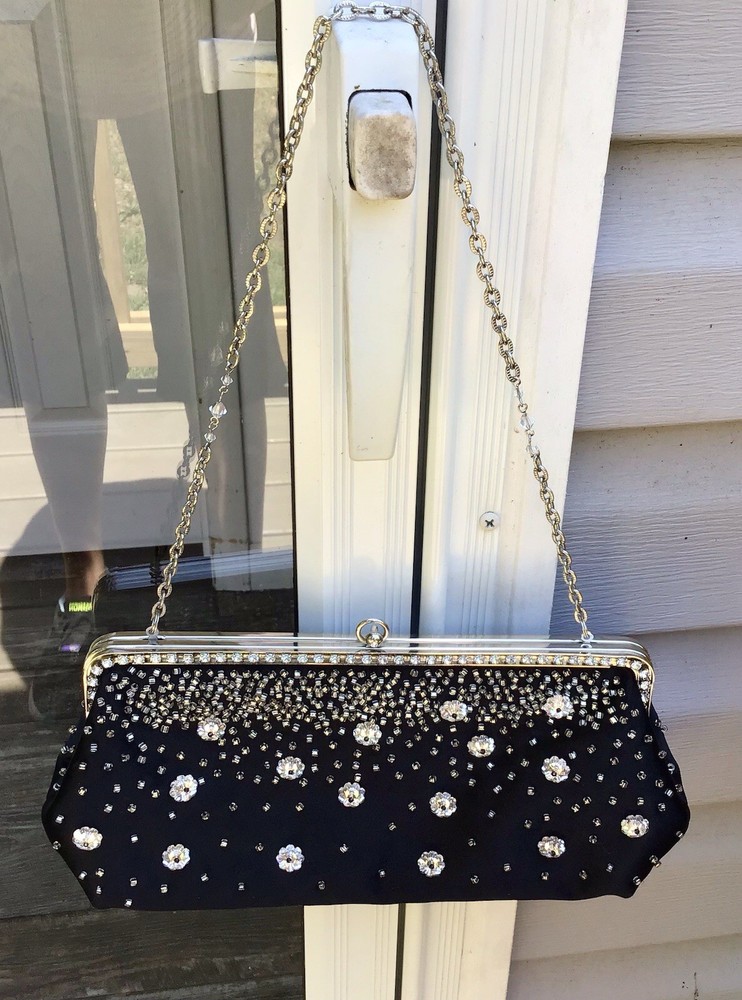 VTG Black Evening Clutch Purse By Inge Christopher