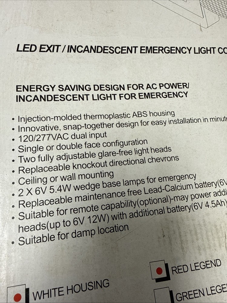 Emergi-Lite ELXN400RN LED Exit Head Emergency LED Combo