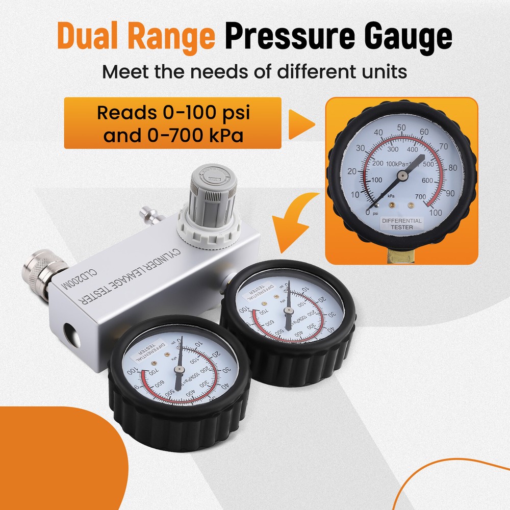 Cylinder Leak Down Tester Engine Compression Diagnostics Test Tool Kit Gauges