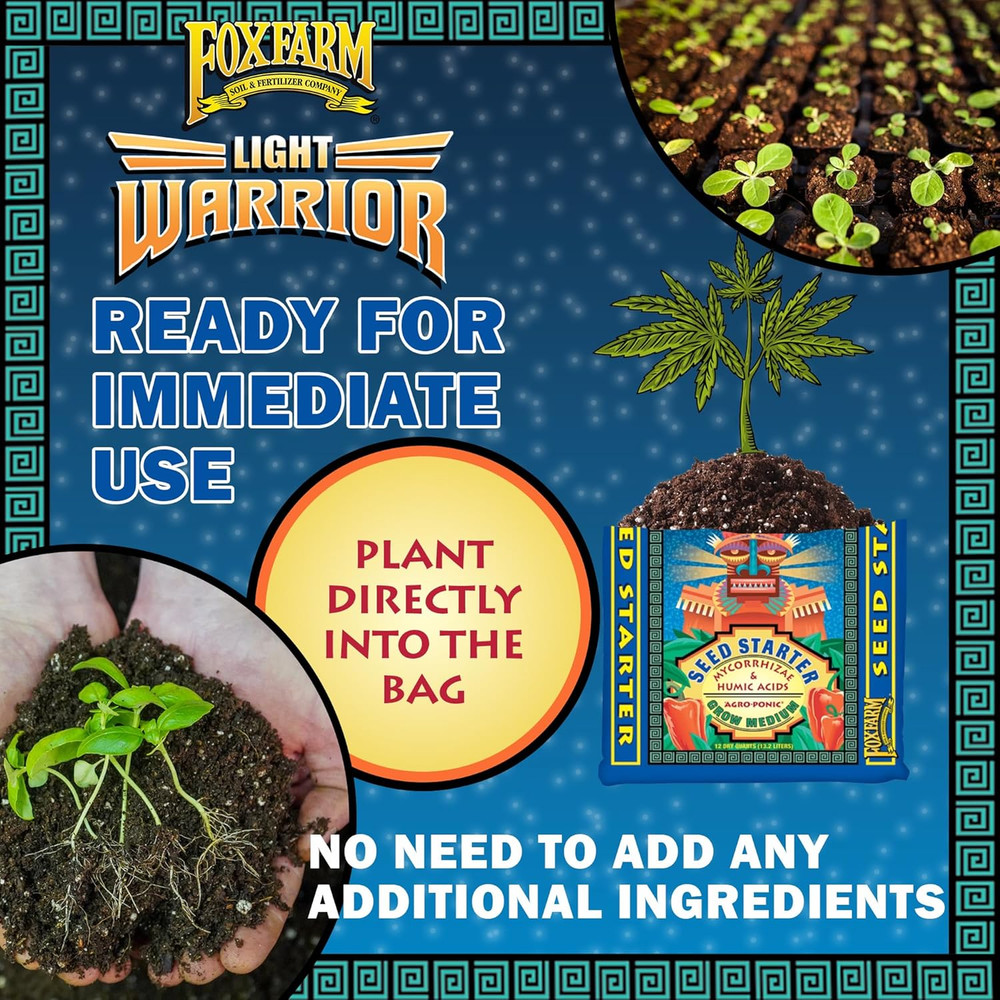 Light Warrior Seed Starter Growing Medium, 12 Quart - Beneficial for Seed Germin