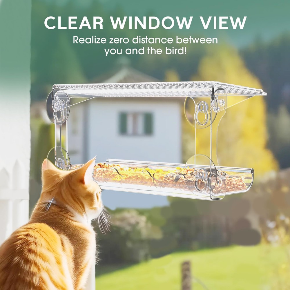 SUNALLY Window Bird Feeder for Outdoors, Clear Feeders Mounted...