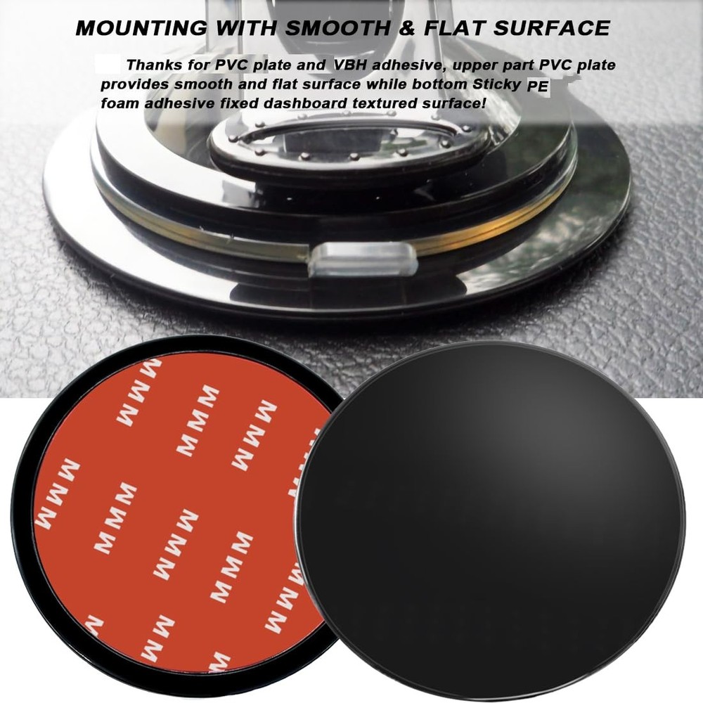 4 Pack 95mm Black Adhesive Dashboard Pad Mounting Disk, Mounting Disk for Suc...