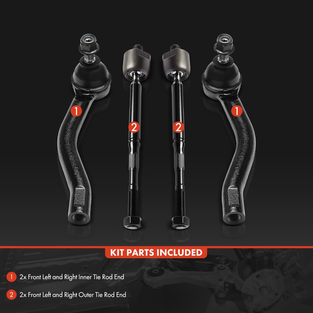 4Pcs Front Inner & Outer Tie Rod End for Nissan Versa 2012-2022 Micra Versa Note