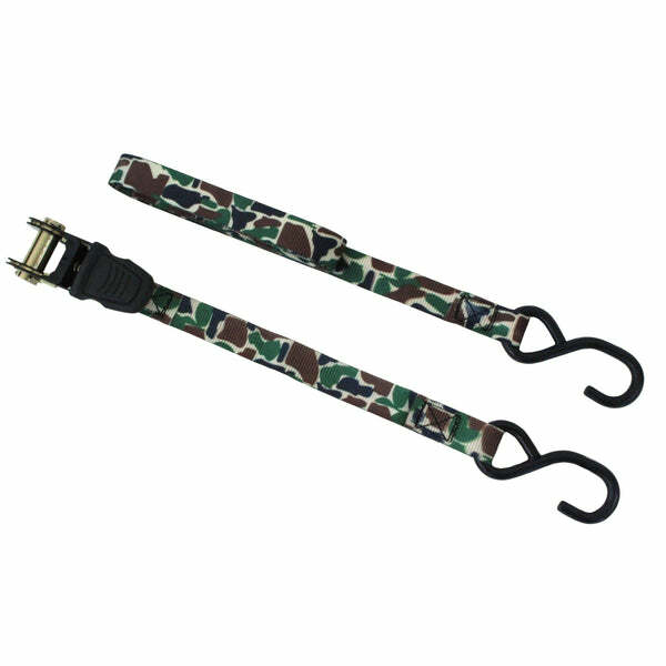 2-Pack Boxer 1"x8' Rubber Handle Ratchet Tie Down Strap w/S hooks WLL 500 Lbs