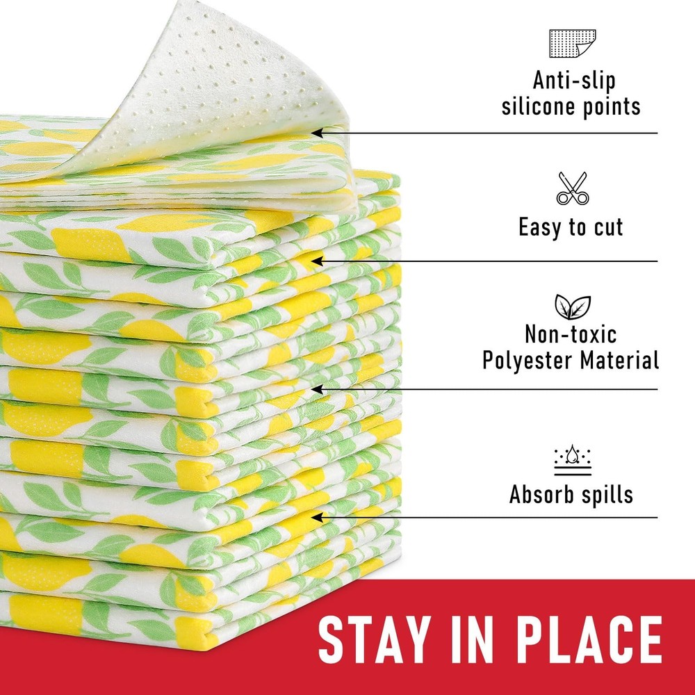Cooyes 12 Pack Polyester Shelf Liners for Kitchen Cabinets, 17.7" × 36", No