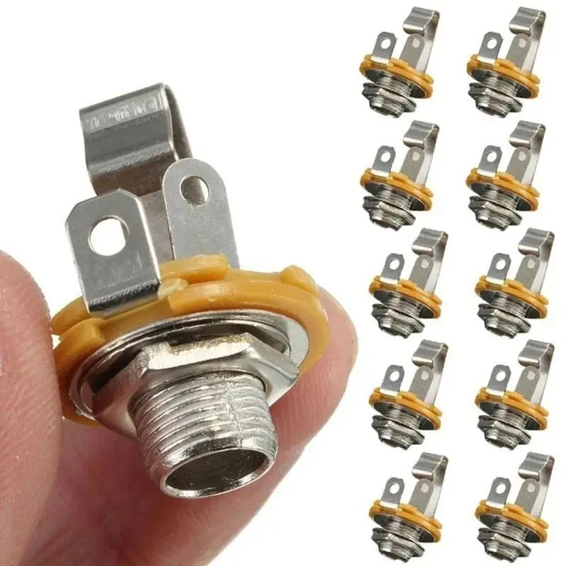 10pc Electric Guitar Input Jack 6.35mm Stereo Active Pickup Output Socket Audio*