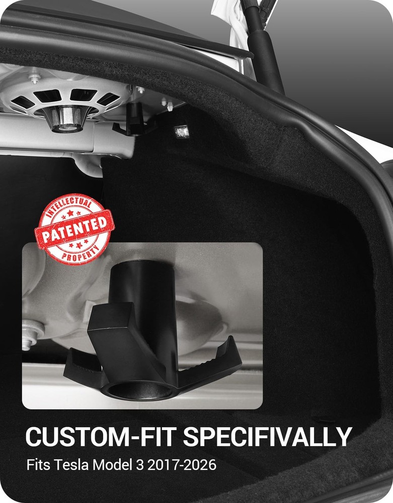 BASENOR 2026 Tesla Model 3 Trunk Grocery Bag Hook Black
