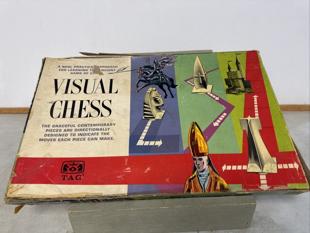 1965 Visual Chess Set TAG MCM Harvey Kidder Contemporary Directional Design